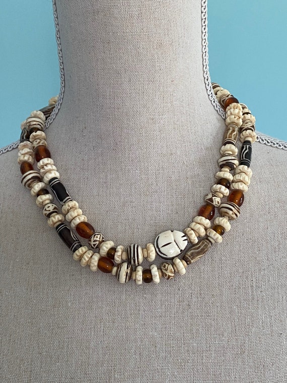 Carved Bone Scarab Necklaces Carved Bone Scarab Necklaces