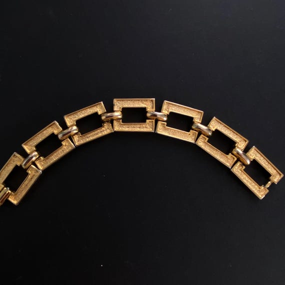Chunky Textured Gold Plated Rectangular Link Unis… - image 6