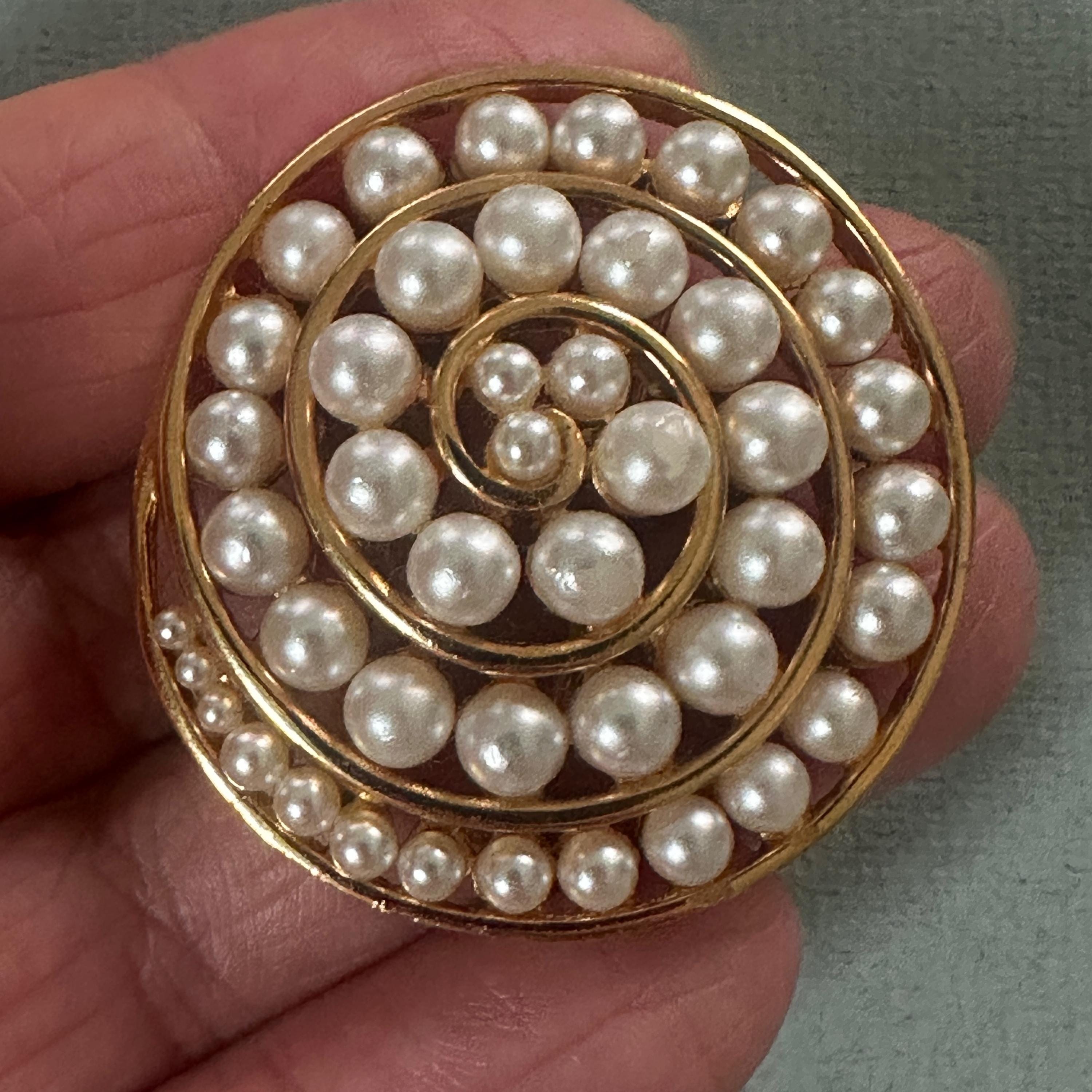 ミッドセンチュリー コロクラフト ブローチ：金メッキのスパイラルと