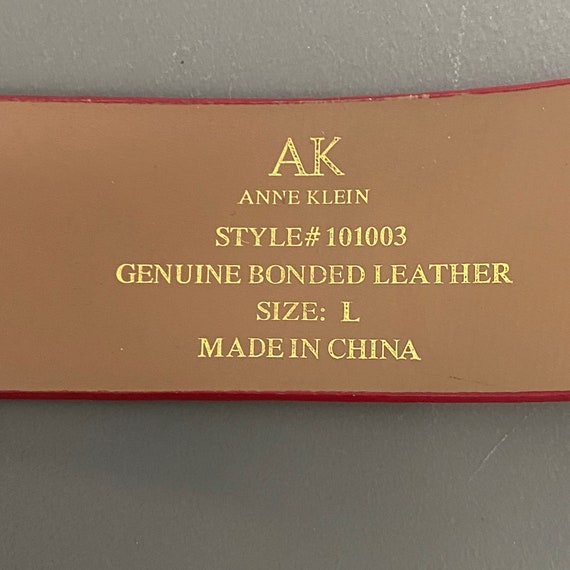 Large ANNE KLEIN Lion Head Logo Red Leather Belt … - image 7