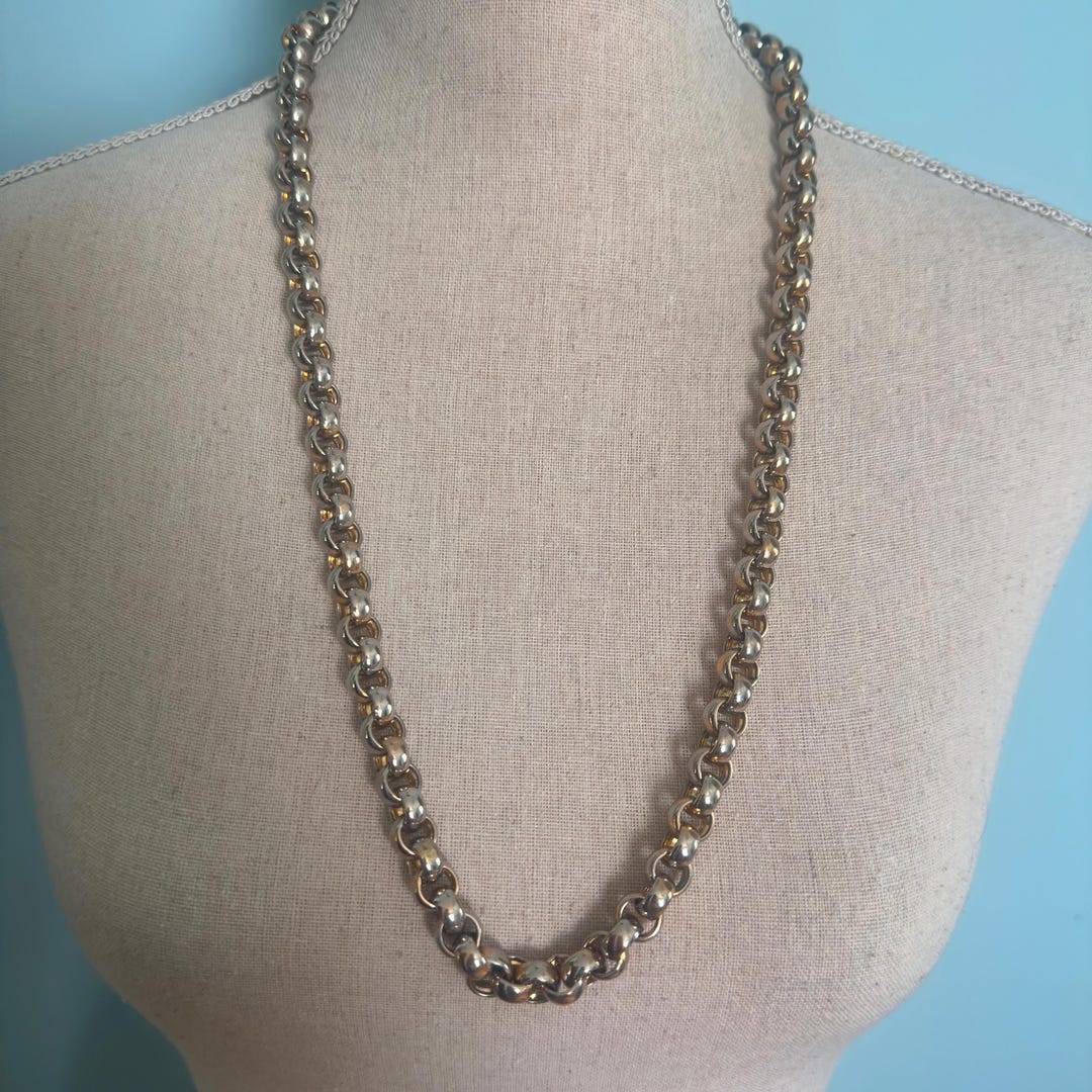 Handsome Heavy Silver Tone Rope Belcher Rolo Cable Chain Necklace ...