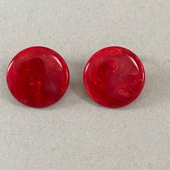 1940s Marbled Cinnamon Red Bakelite Button Clip-O… - image 2