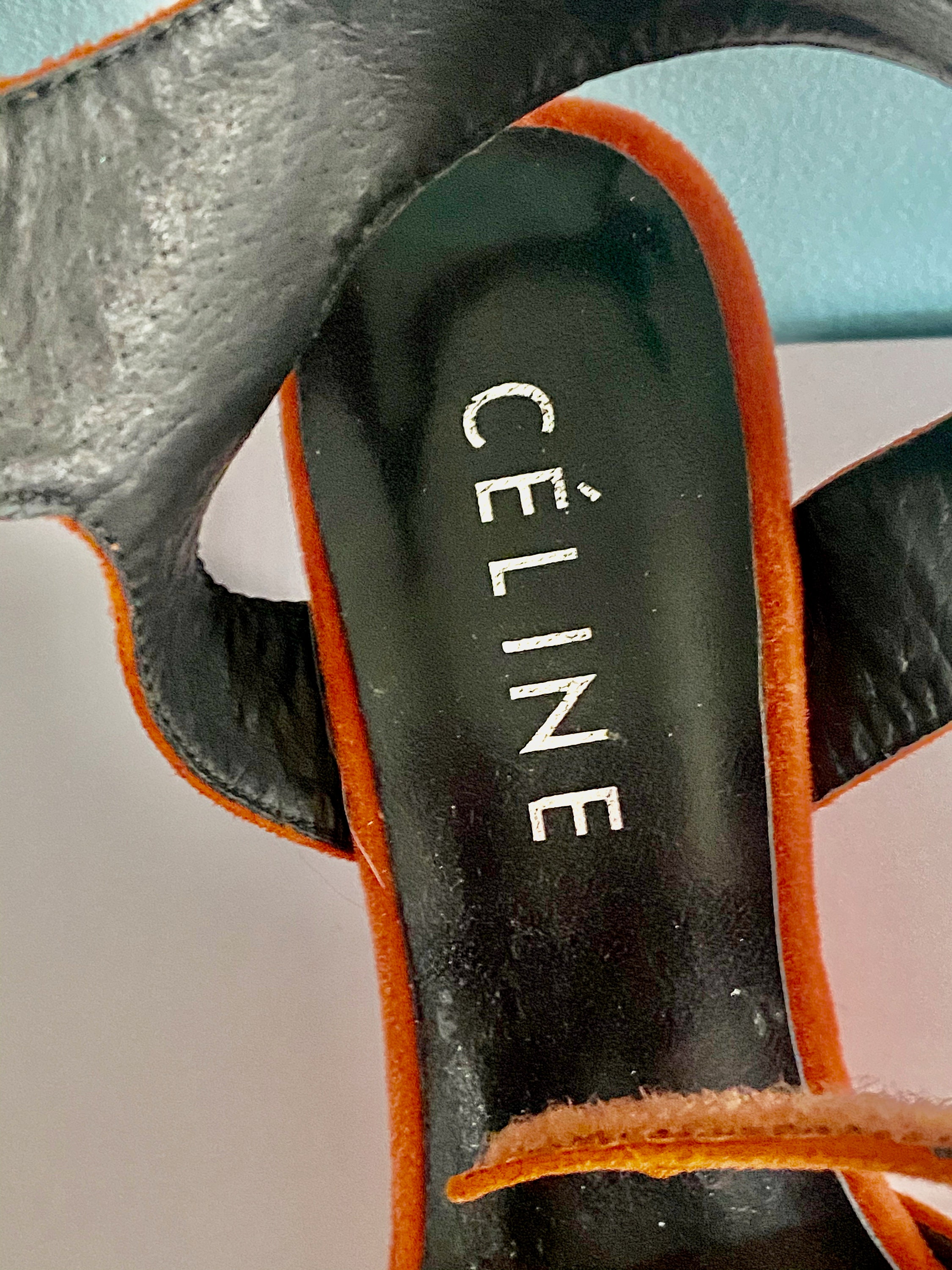 CÉLINE オレンジ スエード ハイヒール　Vintage　CELINE CELINE Paris Burnt Orange Suede Ankle Strap Shoes Size EU36