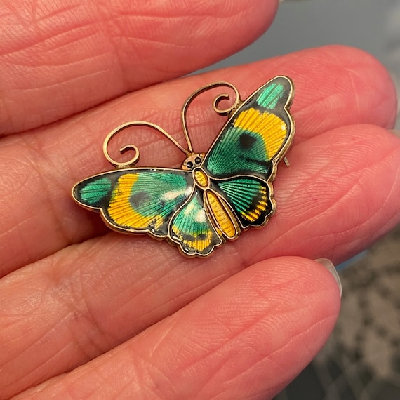 David-andersen Norway Sterling 925S Guilloché Enamel Butterfly