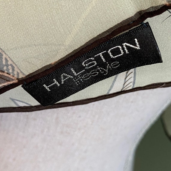 HALSTON Lifestyle Pale Green Cream & Black Leaf P… - image 5