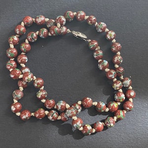 Chinese Export Hand Knotted Cloisonné Bead Necklace