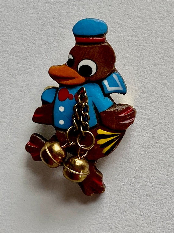 Charming 1940s Handcarved & Painted Wooden Duck P… - image 2