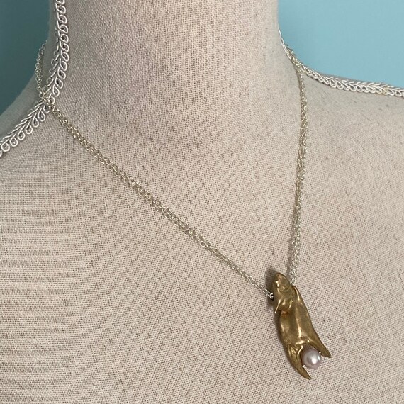 Artisan Made Cast Solid Bronze & Real Pearl Lobst… - image 2