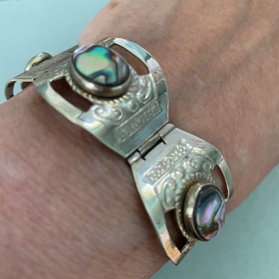 Hecho in Mexico Alpaca Silver & Abalone Shell Mid Century Modern