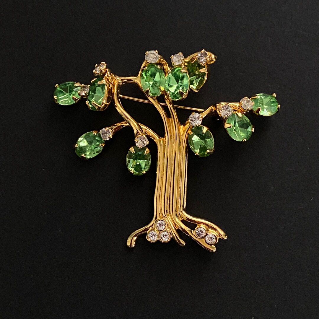 Broche Vintage Dolce Vita Feuille D'arbre En Métal Doré - Bijou Occasion France