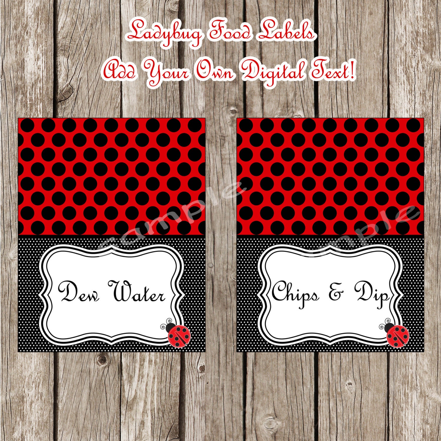 ladybug editable food labels add your own text ladybug etsy