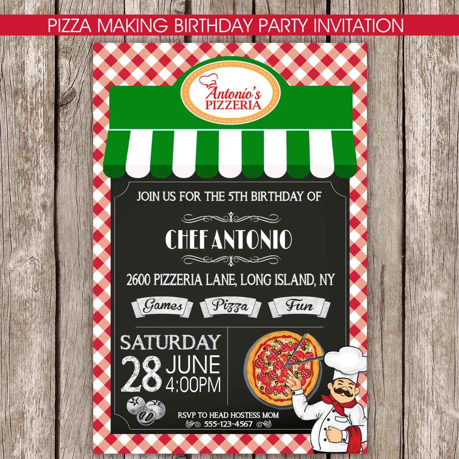 Pizza Party Invitation Pizza Making Birthday Party DIY Etsy