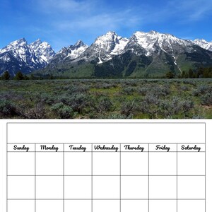 Kalender PDF Digitaler Download Ausfüllen Grand Teton National Park