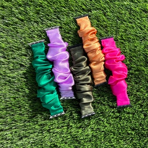 Satin Scrunchie Apple Watch Band: Brightly Colored, Stretchy Fabric