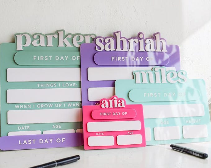 Acrylic First Day of School Sign|Personalized School Sign| Milestone Sign | Back to School Photo Prop|Custom First & Last Day School Board