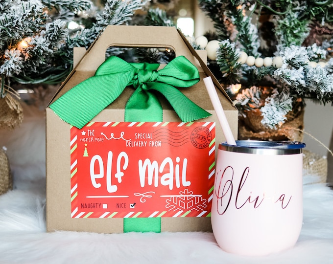 Christmas gift set, christmas gift box, Personalize Wine Tumbler gift for her | personalize Wine Glass