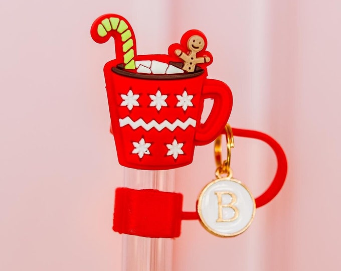 Christmas Straw Cover Holiday Straw Topper Reindeer Straw Gingerbread Tumbler Accessory Santa Straw Charm Party Supply Christmas Gift