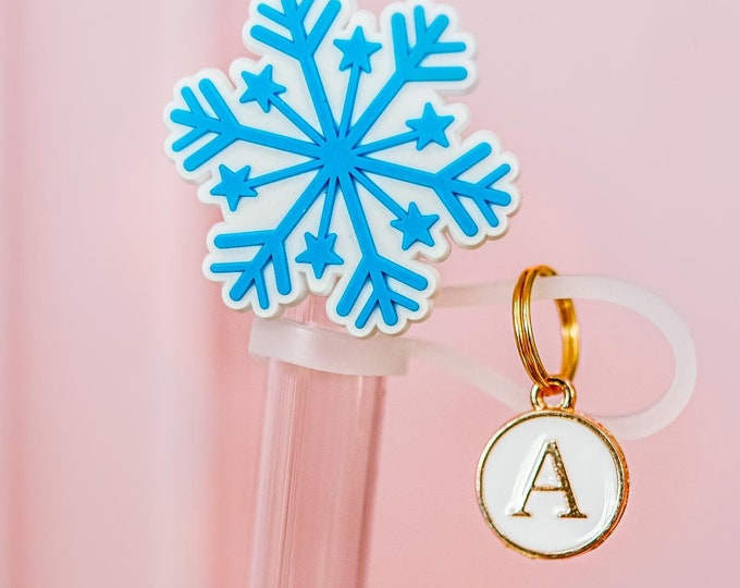 Christmas Straw Charm Stanley Straw Topper Straw Cover Topper Initial Charm Christmas Stocking Stuffer Christmas Tree Hockey player gift