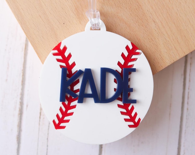 Personalized Baseball Name Tag, Back to school keychain, Baseball name tag, Baseball mom tag, Baseball bag accessories