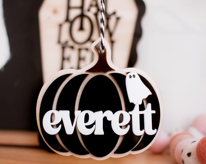 Personalized Name Tag, Halloween Gift Basket Gift Tag, Acrylic Gift Tag, Boo Basket Tag, Gift Wrap, Basket Marker, Trick or Treat Bag
