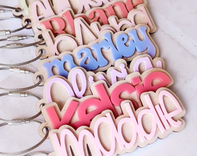 Personalized Acrylic Keychain, Custom Name tag, Backpack Name Tags, Custom Bag Tag, Kids Name Tag, back to School, Backpack, Diaper Bag tag