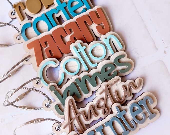 Backpack name tag boy, Personalized Acrylic Keychain, Custom Name tag, Custom Bag Tag, Kids Name Tag, back to School name tag Diaper Bag tag
