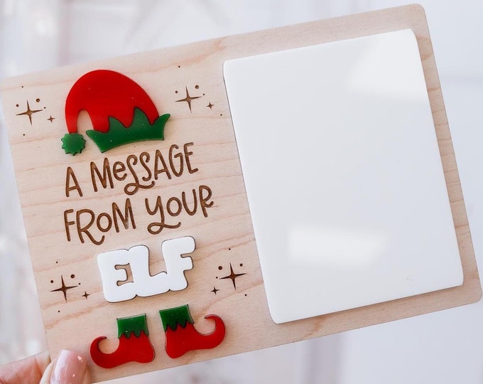 Message from your Elf Sign, Elf accessory, Dry Erase Board, Elf Prop, Christmas Decor, Elf Dry Erase Board, personalized Elf message board