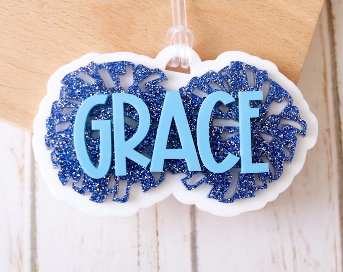 Cheerleader Name Tag, Personalized Cheerleader Keychain, Personalized Back to school name tag, Bag tag for cheerleaders, Back to school gift