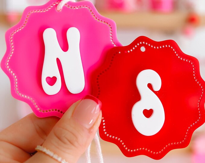 tag, Heart Letter Tag, Letter Heart Tag, Retro Letters, name tag, Tag for boys, valentines tag for girls