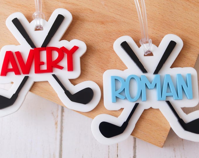 Personalized Golf name tag, custom golf keychain for backpack, golf mom name tag, back to school tag, golf gift, custom bag accessories