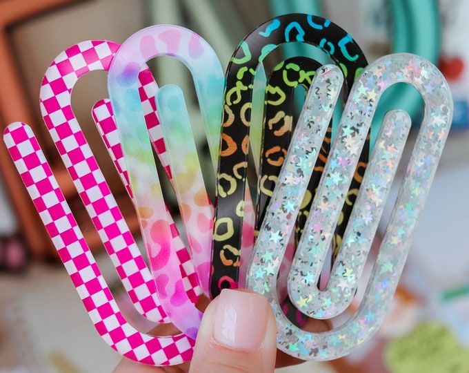 Clip Bookmark Acrylic, Paper Clip page marker, Book Lover gift, Teacher Appreciation, Page Marker, Thank you gift, Book Club, colorful clip