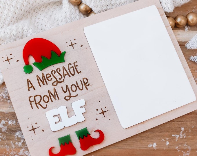 Personalized Message from your Elf Sign, Elf accessory, Dry Erase Board, Elf Prop, Christmas Decor, Elf Dry Erase Board, Elf message board