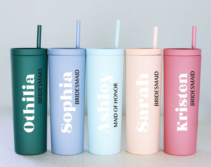 Bridesmaid Tumbler, Matte Tumbler, Neutral Color Tumbler, Bridesmaid Gift, Neutral Wedding Bridesmaids Gift, Dusty Blue Tumbler, Sage Cup