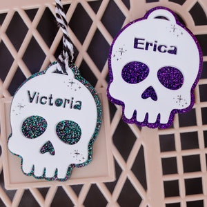 Skull halloween tag, dia de los muertos decor, halloween tag for boys, skull basket tag,