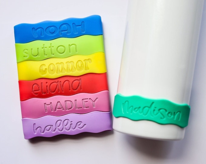 Silicone bottle label, Personalized bottle bands, reusable labels, school, daycare, sports, name bands, custom, waterproof, sippy cup labels
