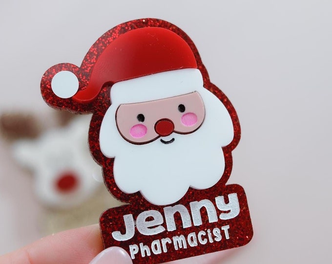 christmas man name badge cute Christmas gifts for teachers, christmas badge secret Santa gifts for coworkers, name badge clip for nurse