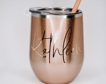 Rose gold Wine tumbler, custom wine glasses, personalize wine glasses, wine glass, wine gift, bridesmaid proposal, bridesmaid gift, wine cup