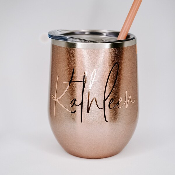 Rose Gold Wine Tumbler Etsy