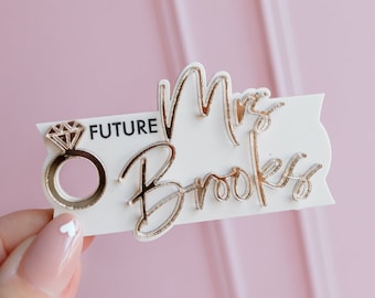 future Mrs gift, future Mrs cup name plate, Bride to be gift, future Mrs Stanley name plate, tumbler topper for bride to be, engagement gift