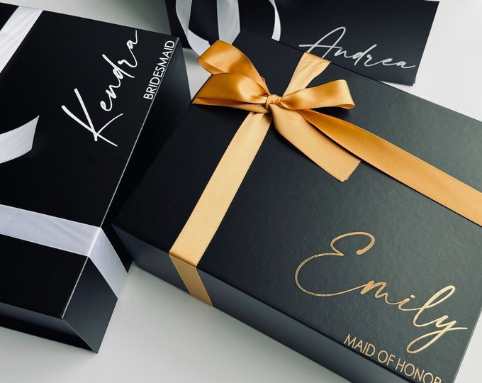 Black Box - Proposal Gift Box Bridesmaid Empty Gift Box Elegant Aesthetic Gift Box Bridesmaid Box Maid of Honor Gift Box| strong black box