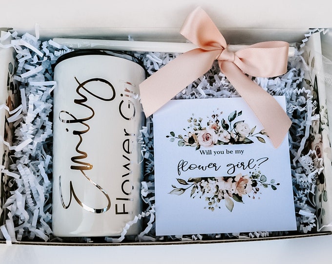 Flower Girl set, tote bag and tumbler set  Tote and tumbler set, Flower girl proposal box gift, flower girl gift set, Junior bridesmaid set