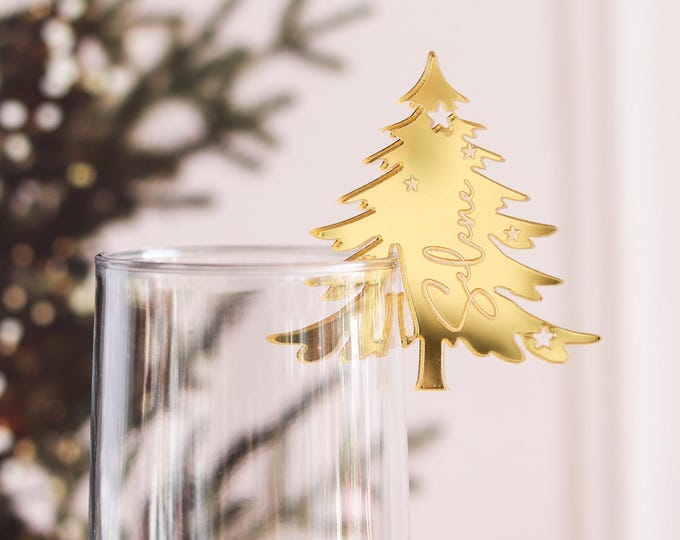 Christmas Tree Drink Tags, Christmas Table Favors, Decorations Drink Topper, Drink Tags