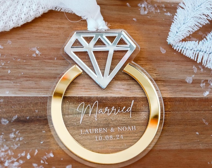 Personalized Engaged Christmas Ornament, Newly Engaged Gift for Christmas Our First Christmas Married Ornament Engaged Ornament 2024