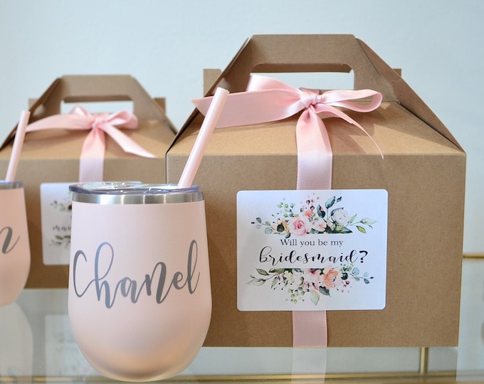 bridesmaid gift, bridesmaid proposal box, bridesmaid box, will you be my bridesmaid, personalized tumbler, wine tumbler, proposal box set