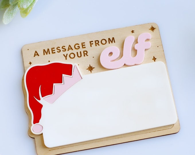 elf message board, pink elf message board, Dry Erase, Elf Message Board, elf props, Elf Decor Shelf Message, Christmas Holiday Elf Tradition