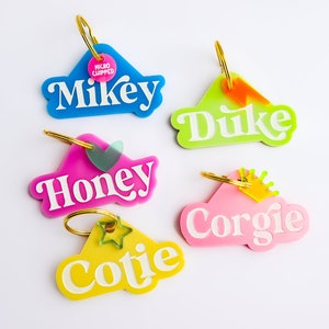 Bright Acrylic Pet ID Tags, Custom Pet Tag, Pet Tag, Personalized Glitter Pet ID Tag, Dog Tag, Dog ID tag, dog accessories, Dog tags,