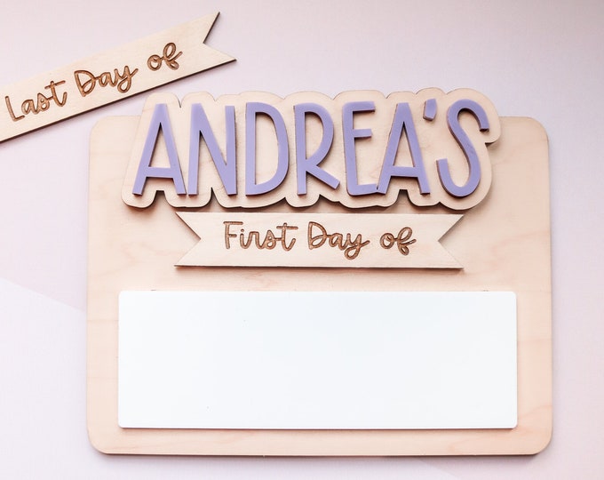 Personalized first day of school sign , First Day of School Sign, back to school photo prop, interchangeable name sign