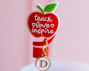 Straw topper, teacher gift, teach love inspire, teacher gift, personalized Straw topper,  straw hat, stanley straw topper, best teacher gift
