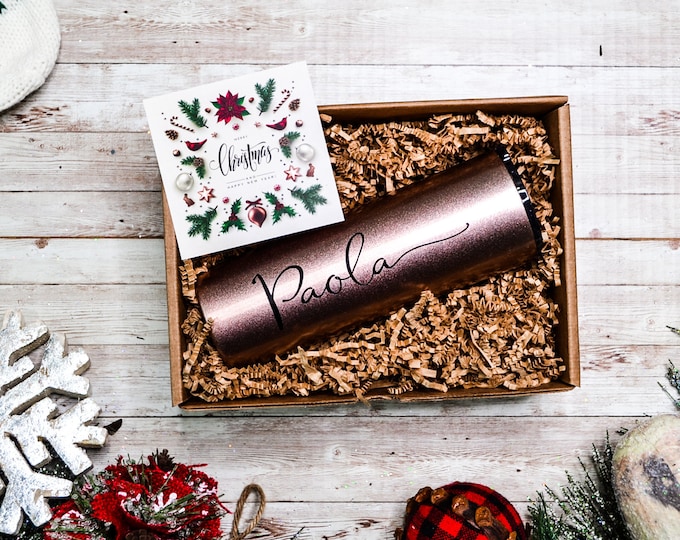 Christmas custom gift, Christmas appreciation gift, Christmas office gift, rose gold tumbler, gift for her, husband gift