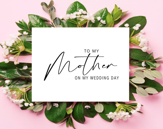 mother Wedding Card To My mom On My Wedding Day, To My mother in my Wedding Card